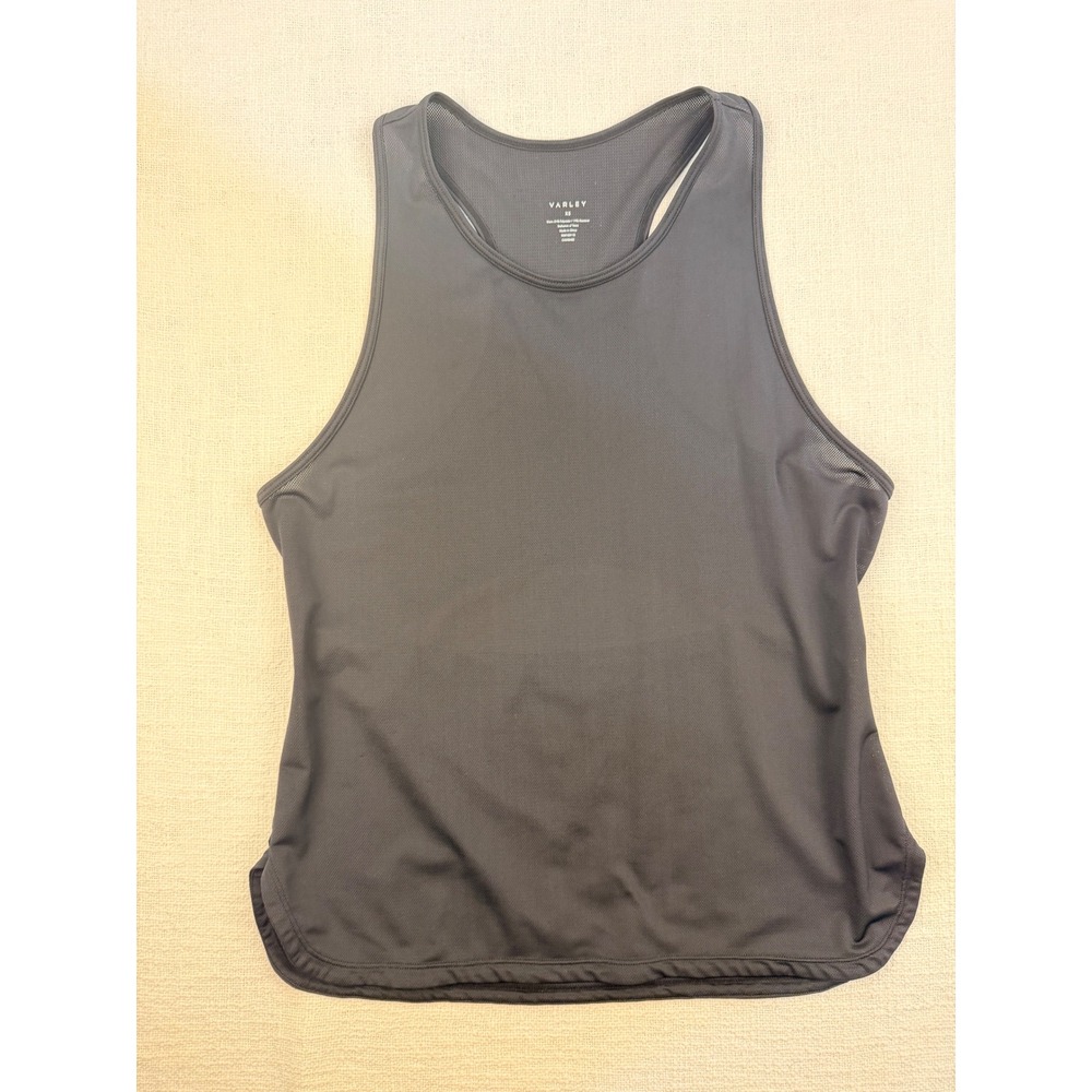 Varley Womens Black Mesh Racerback Activewear Tank Top Cutout Back XS